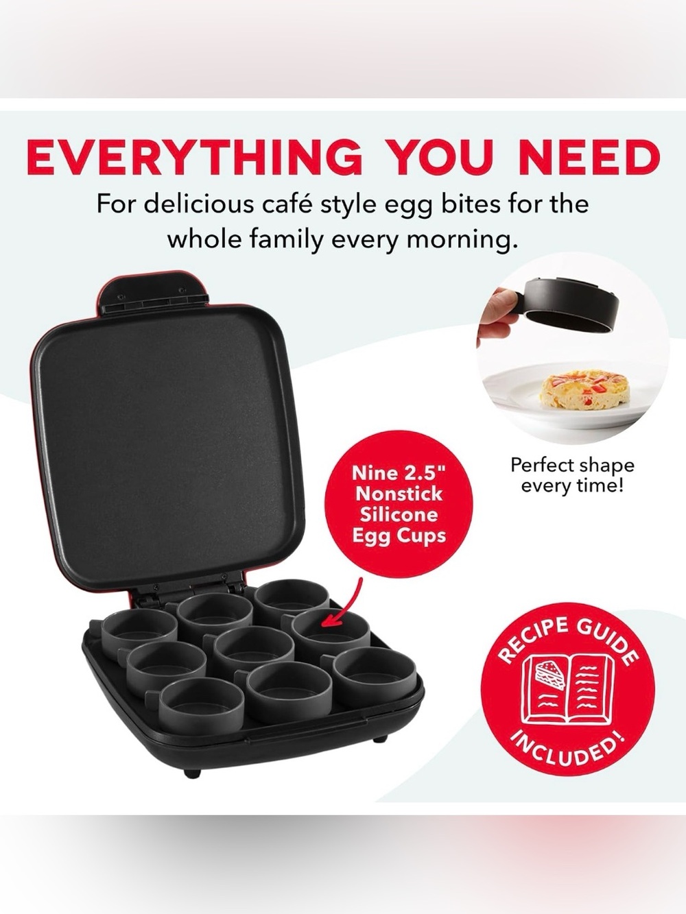 DASH Family Style Egg Bites Maker - Red - Picture 10 of 11